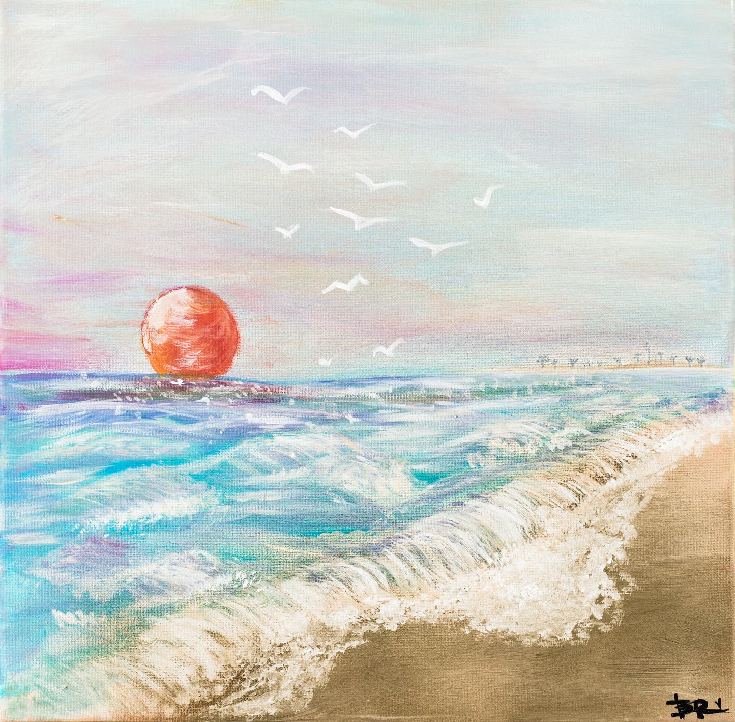 Originalgemälde "California Sunset Dreams" inkl. Rahmen