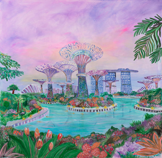 Originalgemälde "SuperTree Symphony- Singapore"  inkl. Rahmen